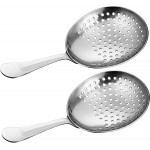 Boao 2 Pack Julep Strainers Stainless Steel Strainer Cocktail Spoon for Loose Tea Filter Practical Bar Colander Tool for Commercial Bar Use
