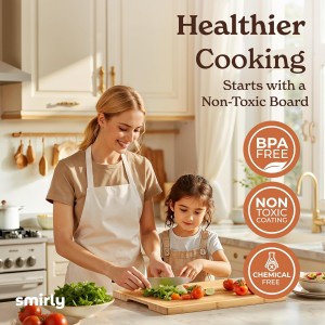 Wooden Cutting Boards For Kitchen Meal Prep & Serving - Bamboo Cutting Board Set with Holder, Charcuterie & Chopping Board, Wood Cutting Board Set, Kitchen Gadgets