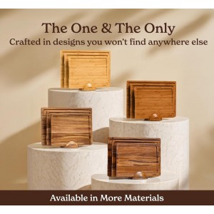 Wooden Cutting Boards For Kitchen Meal Prep & Serving - Bamboo Cutting Board Set with Holder, Charcuterie & Chopping Board, Wood Cutting Board Set, Kitchen Gadgets