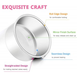 E-far 4 Inch Small Cake Pan Set of 3, Stainless Steel Mini Round Smash Cake Baking Pans, Non-Toxic & Healthy, Mirror Finish & Dishwasher Safe