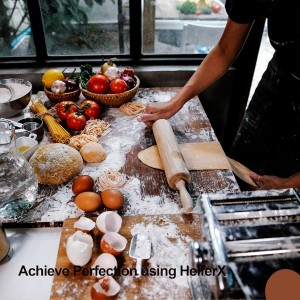 Wooden Rolling Pin 17.6 Inch with Rotating Ergonomic Handles – Classic Beech Wood Dough Roller for Baking Pizza, Pastry, Bread, and Cookies