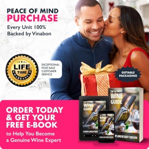 VINABON Vacuum Wine Stopper Set [Pack of 2] - Updated 2026 Preserves Freshness and Flavor for 15 Days. Improved One Pump Button Design, 100% Leak Proof Seal in Any Position. Includes WineGuide eBook