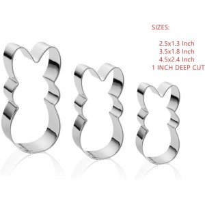 Easter Bunny Cookie Cutter Set -3 Pieces - Stainless Steel Assorted Sizes