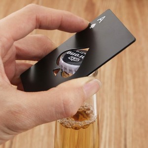 6-Piece Bottle Opener Set - Stainless Steel Poker & Spade Designs, Silver & Black