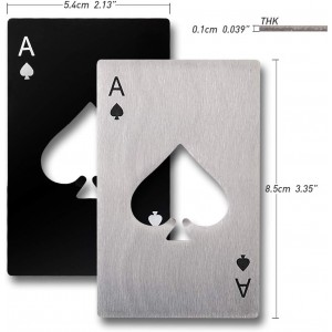 6-Piece Bottle Opener Set - Stainless Steel Poker & Spade Designs, Silver & Black