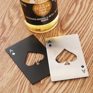 6-Piece Bottle Opener Set - Stainless Steel Poker & Spade Designs, Silver & Black