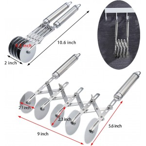 Juome 5 Wheel Pastry Cutter Stainless Pizza Slicer Multi-Round Dough Cutter Roller Cookie Pastry Knife Divider with Handle