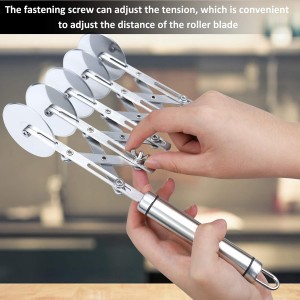 Juome 5 Wheel Pastry Cutter Stainless Pizza Slicer Multi-Round Dough Cutter Roller Cookie Pastry Knife Divider with Handle