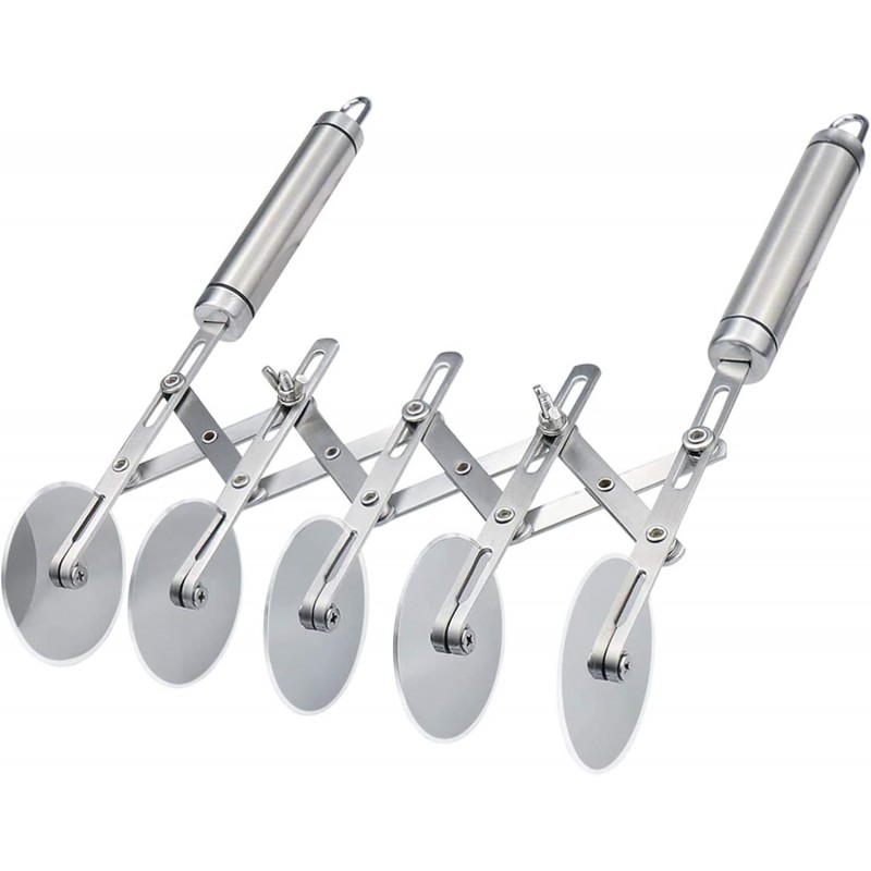 Juome 5 Wheel Pastry Cutter Stainless Pizza Slicer Multi-Round Dough Cutter Roller Cookie Pastry Knife Divider with Handle