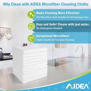 AIDEA Microfiber Cleaning Cloth White 50PK, Cleaning Rags, Lint Free Microfiber Towels, Kitchen Towels Dusting Cloth, Wash Cloths, Dish Rags White, 12