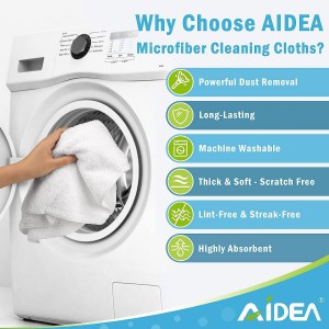 AIDEA Microfiber Cleaning Cloth White 50PK, Cleaning Rags, Lint Free Microfiber Towels, Kitchen Towels Dusting Cloth, Wash Cloths, Dish Rags White, 12
