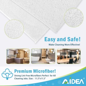AIDEA Microfiber Cleaning Cloth White 50PK, Cleaning Rags, Lint Free Microfiber Towels, Kitchen Towels Dusting Cloth, Wash Cloths, Dish Rags White, 12