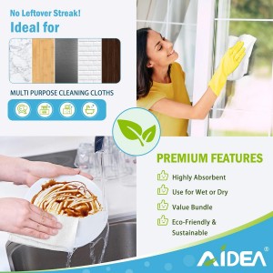 AIDEA Microfiber Cleaning Cloth White 50PK, Cleaning Rags, Lint Free Microfiber Towels, Kitchen Towels Dusting Cloth, Wash Cloths, Dish Rags White, 12