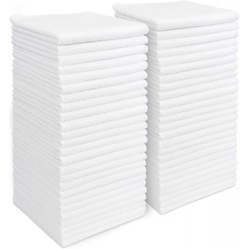 AIDEA Microfiber Cleaning Cloth White 50PK, Cleaning Rags, Lint Free Microfiber Towels, Kitchen Towels Dusting Cloth, Wash Cloths, Dish Rags White, 12
