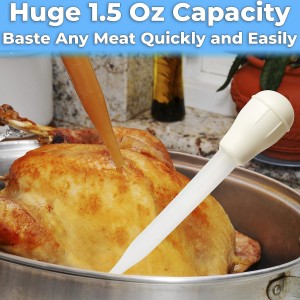 BPA Free, Pro Grade Turkey Baster 1 Pack. Extra Large 11 Inch Bulb Basters with Measuring Lines Perfect for Cooking Juicy, Tender Meat. Best Plastic Suction Basting Syringe, Kitchen Tools and Supplies