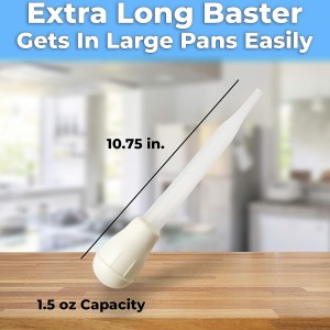 BPA Free, Pro Grade Turkey Baster 1 Pack. Extra Large 11 Inch Bulb Basters with Measuring Lines Perfect for Cooking Juicy, Tender Meat. Best Plastic Suction Basting Syringe, Kitchen Tools and Supplies