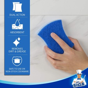 MR.SIGA Non-Scratch Cellulose Scrub Sponge, Dual-Sided Dishwashing Sponge for Kitchen, 12 Pack