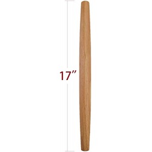 French Rolling Pin (17 Inches) –WoodenRoll Pin for Fondant, Pie Crust, Cookie, Pastry, Dough –Tapered Design & Smooth Construction - Essential Kitchen Utensil