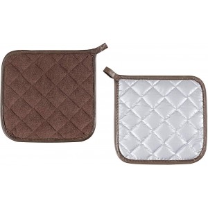 Joyhalo 4 Pack Pot Holders for Kitchen,Cotton Oven Holder with Great Heat Resistance,Non Slip Hot Pads for Kitchen Clearance,Brown