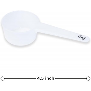 Measure spoons | measuring spoons set of 6 | exact dosing 3 gram scoop, 5 gram scoop, 7,5g, 10g, 15g, 30g | kitchen measuring set for powder and liquids | plastic medicine spoon and cups