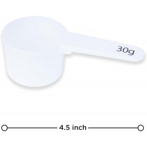 Measure spoons | measuring spoons set of 6 | exact dosing 3 gram scoop, 5 gram scoop, 7,5g, 10g, 15g, 30g | kitchen measuring set for powder and liquids | plastic medicine spoon and cups