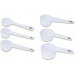 Measure spoons | measuring spoons set of 6 | exact dosing 3 gram scoop, 5 gram scoop, 7,5g, 10g, 15g, 30g | kitchen measuring set for powder and liquids | plastic medicine spoon and cups