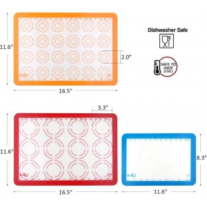 MIU Macaroon Silicone Baking Mat, Non-Stick Cookie Baking Mat, 2 Half Sheets and 1 Quarter Sheet, Perfect Baking Pad Cookie Kit for Macarons, Cake, Bread and Pastry