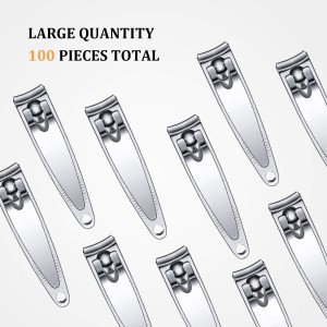 Mudder 100 Pieces Nail Clippers Set Bulk for Men Women, Silver Ultra Sharp Stainless Steel Fingernail Toenail Clippers Flat Portable Travel Sturdy Trimmer Manicure with Keychain Hole for Home Hotel