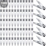 Mudder 100 Pieces Nail Clippers Set Bulk for Men Women, Silver Ultra Sharp Stainless Steel Fingernail Toenail Clippers Flat Portable Travel Sturdy Trimmer Manicure with Keychain Hole for Home Hotel