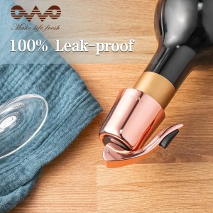 OWO Stainless Steel Wine Bottle Stopper, Reusable Wine Saver with Silicone Seal, Decorative Bottle Sealer, Keeps Fresh (Rosegold, 1 Pack)