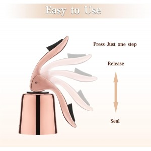OWO Stainless Steel Wine Bottle Stopper, Reusable Wine Saver with Silicone Seal, Decorative Bottle Sealer, Keeps Fresh (Rosegold, 1 Pack)
