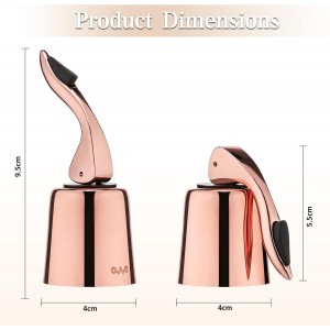OWO Stainless Steel Wine Bottle Stopper, Reusable Wine Saver with Silicone Seal, Decorative Bottle Sealer, Keeps Fresh (Rosegold, 1 Pack)