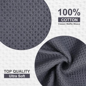 Kitinjoy 100% Cotton Kitchen Dish Cloths (12 X 12 Inches, Dark Grey), 6 Pack Waffle Weave Ultra Soft Absorbent Dish Towels for Drying Dishes Quick Drying Kitchen Towels Dish Rags