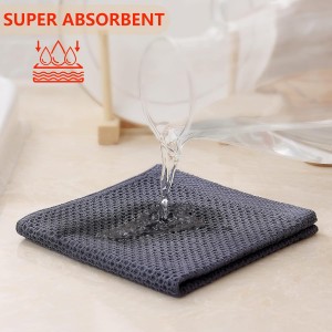 Kitinjoy 100% Cotton Kitchen Dish Cloths (12 X 12 Inches, Dark Grey), 6 Pack Waffle Weave Ultra Soft Absorbent Dish Towels for Drying Dishes Quick Drying Kitchen Towels Dish Rags