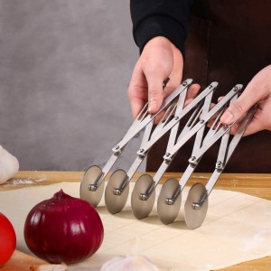 5 Wheel Pastry Cutter Pizza Cutter with Stainless Steel Double Cutter, Set of 2 Pizza Slicer Multi-Round Pastry Knife for Pizza Pies Waffles Dough Cookies