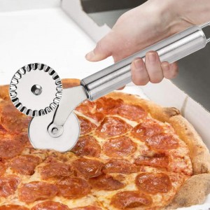 5 Wheel Pastry Cutter Pizza Cutter with Stainless Steel Double Cutter, Set of 2 Pizza Slicer Multi-Round Pastry Knife for Pizza Pies Waffles Dough Cookies
