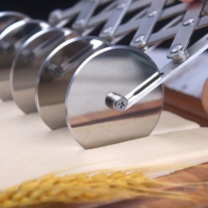 5 Wheel Pastry Cutter Pizza Cutter with Stainless Steel Double Cutter, Set of 2 Pizza Slicer Multi-Round Pastry Knife for Pizza Pies Waffles Dough Cookies