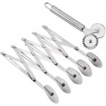 5 Wheel Pastry Cutter Pizza Cutter with Stainless Steel Double Cutter, Set of 2 Pizza Slicer Multi-Round Pastry Knife for Pizza Pies Waffles Dough Cookies