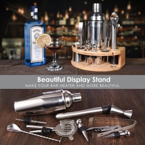 Cocktail Shaker Set,12 Piece 25oz Bartender Kit with Stand,Bar Set for Mixed Drink, Professional Bar Accessory : Shaker,Jigger,Strainer,Muddler,Liquor Pourers, House Warming Gifts