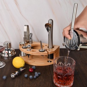 Cocktail Shaker Set,12 Piece 25oz Bartender Kit with Stand,Bar Set for Mixed Drink, Professional Bar Accessory : Shaker,Jigger,Strainer,Muddler,Liquor Pourers, House Warming Gifts