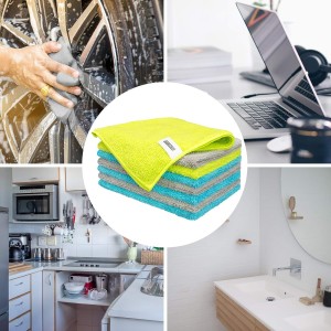 FIXSMITH Microfiber Cleaning Cloth - Pack of 8, Size: 12 x 16 in, Multi-Functional Cleaning Towels, Highly Absorbent Cleaning Rags, Lint-Free, Streak-Free Cleaning Cloths for Car Kitchen Home