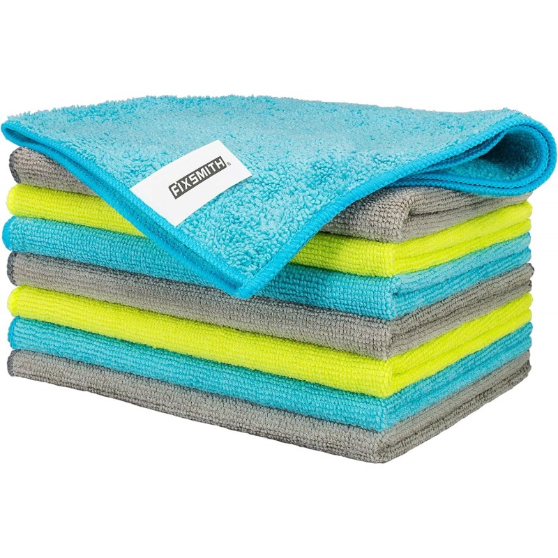 FIXSMITH Microfiber Cleaning Cloth - Pack of 8, Size: 12 x 16 in, Multi-Functional Cleaning Towels, Highly Absorbent Cleaning Rags, Lint-Free, Streak-Free Cleaning Cloths for Car Kitchen Home