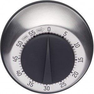 Taylor Pro Wind Up Kitchen Timer, Stainless Steel 60-Minutes Mini Cook's Timer, Lightweight Cooking and Baking Portable Countdown Countertop Alarm, Endorsed by Professional Chefs,Grey,9.5 cm