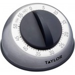 Taylor Pro Wind Up Kitchen Timer, Stainless Steel 60-Minutes Mini Cook's Timer, Lightweight Cooking and Baking Portable Countdown Countertop Alarm, Endorsed by Professional Chefs,Grey,9.5 cm