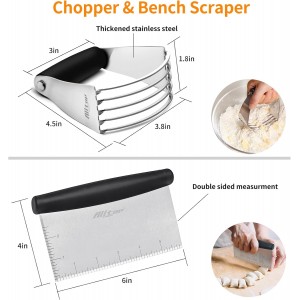 ALLTOP Stainless Steel Bench Scraper and Pastry Blender Cutter Set, Efficient Multipurpose Kitchen Baking Essential Tool with Comfortable Grip Handle-Perfect for Nut, Pie and Dough Processing - Black