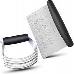 ALLTOP Stainless Steel Bench Scraper and Pastry Blender Cutter Set, Efficient Multipurpose Kitchen Baking Essential Tool with Comfortable Grip Handle-Perfect for Nut, Pie and Dough Processing - Black