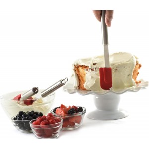 Norpro 3 Piece Silicone/Stainless Steel Kitchen Spatula Set - Red, large