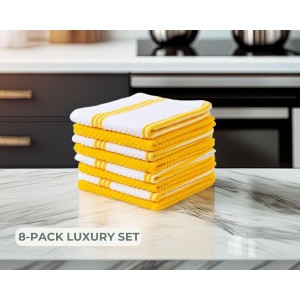 Living Fashions 8 Pack Dish Cloths for Washing Dishes - 100% Cotton Absorbent Dish Towels Size 12