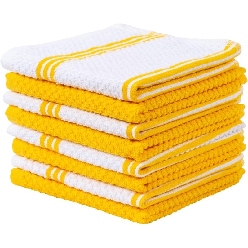 Living Fashions 8 Pack Dish Cloths for Washing Dishes - 100% Cotton Absorbent Dish Towels Size 12