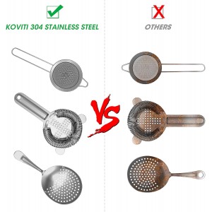 Cocktail Strainer-Stainless Steel Bar Tools Bartender Cocktail Strainer Set:Hawthorne Strainer,Julep Strainer and Conical Fine Mesh Strainer
